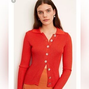 Vince Ribbed Collar Cardigan